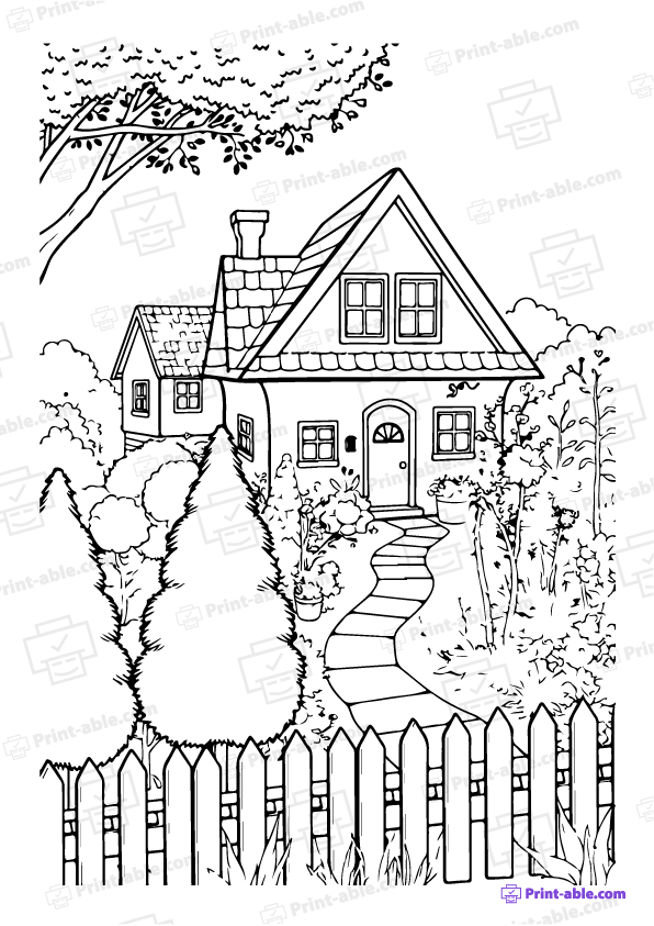  best house coloring page free download