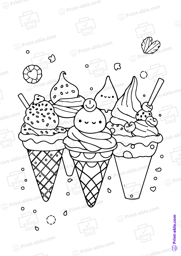 Ice Cream Coloring Page Free Download