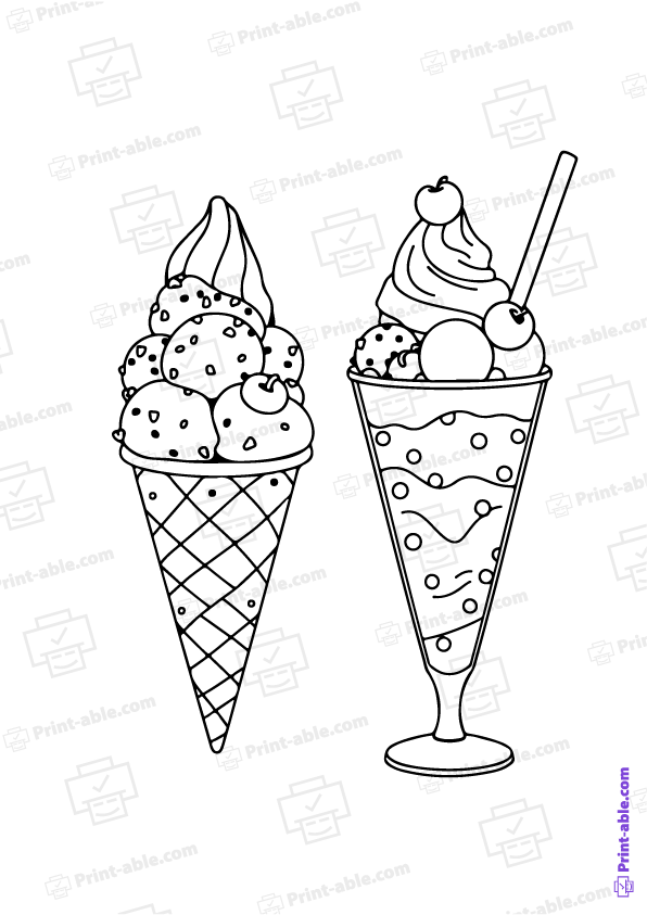 Ice Cream Coloring Page Free Download