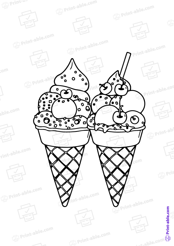 Ice Cream Coloring Page Free Download