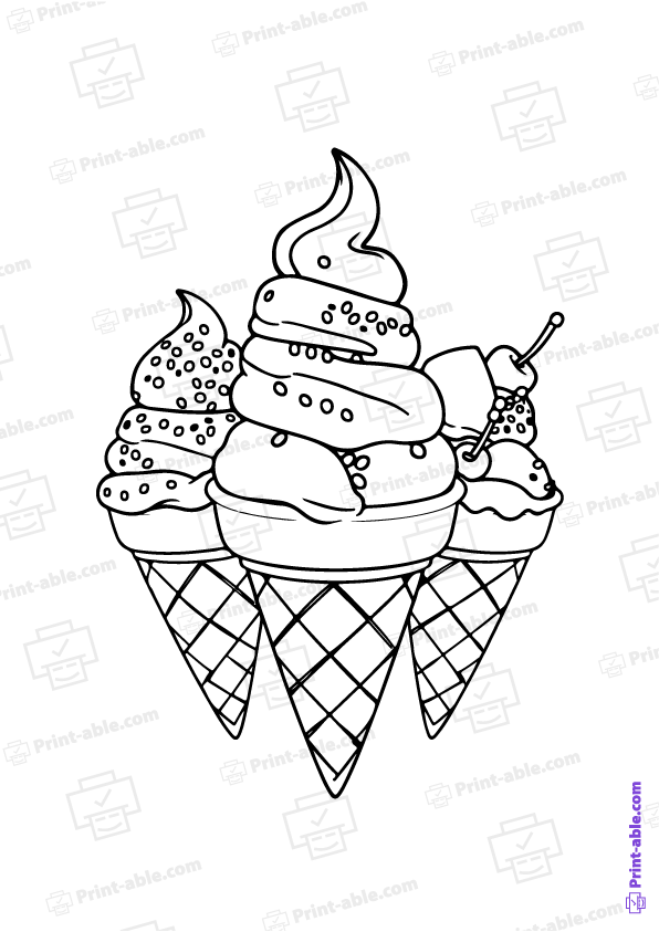 Ice Cream Coloring Page Free Download