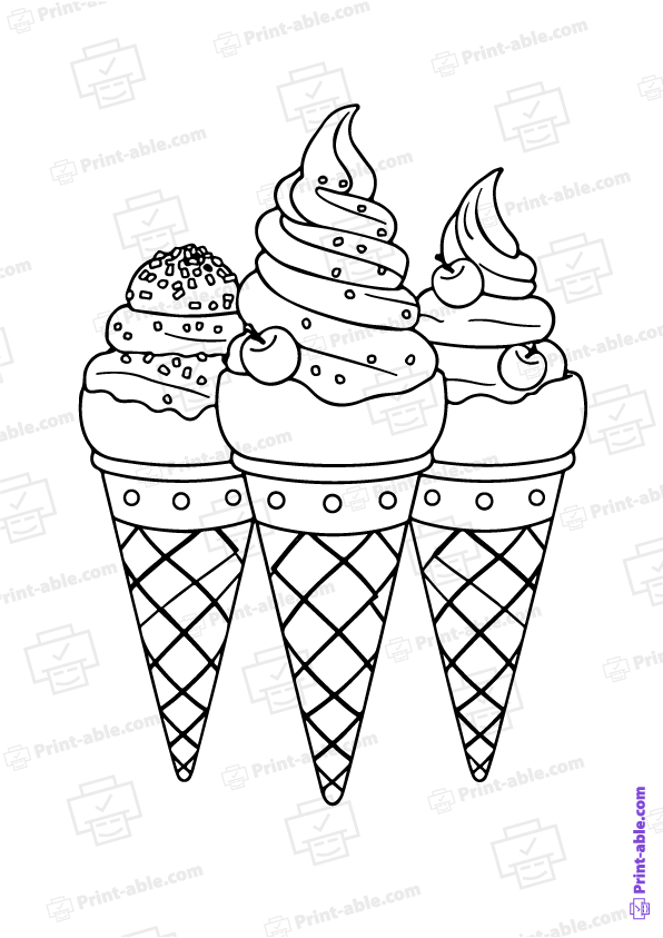 Ice Cream Coloring Page Free Download