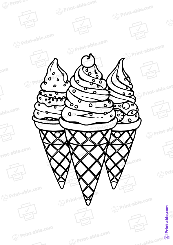 Ice Cream Coloring Page Free Download