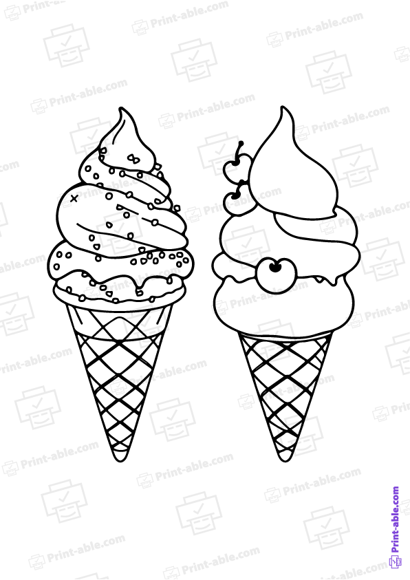 Ice Cream Coloring Page Free Download