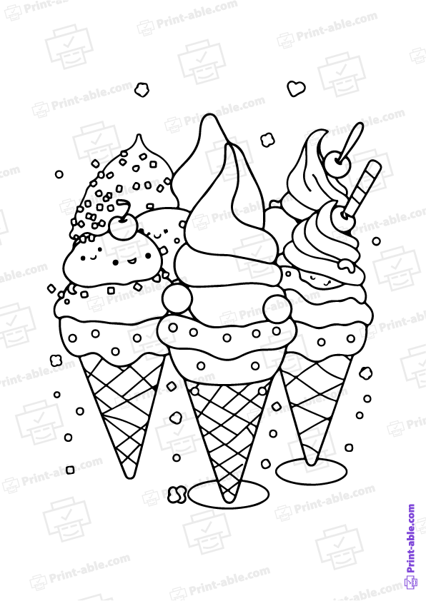 Ice Cream Coloring Page Free Download