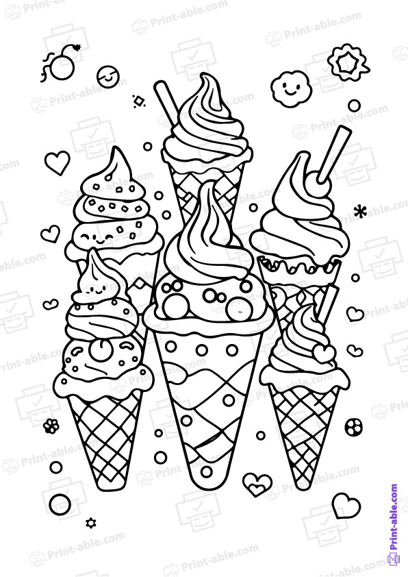 Ice Cream Coloring Page Free Download