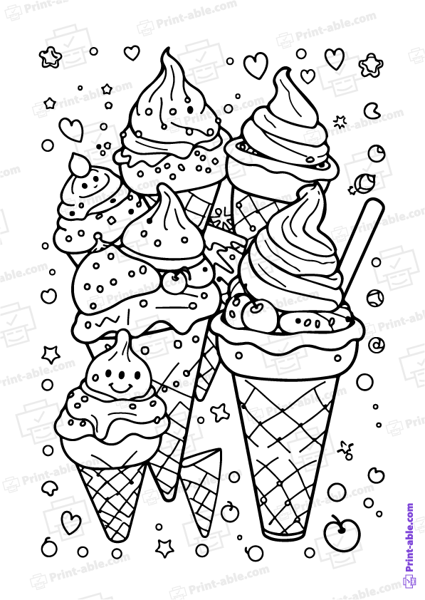 Ice Cream Coloring Page Free Download