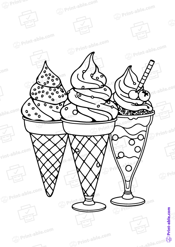 Ice Cream Coloring Page Free Download