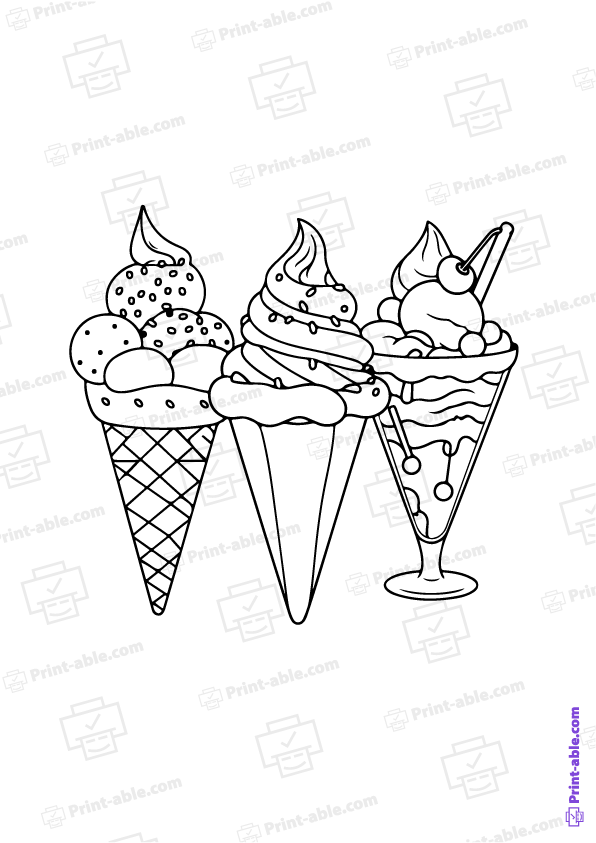 Ice Cream Coloring Page Free Download