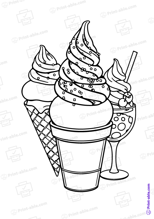 Ice Cream Coloring Page Free Download