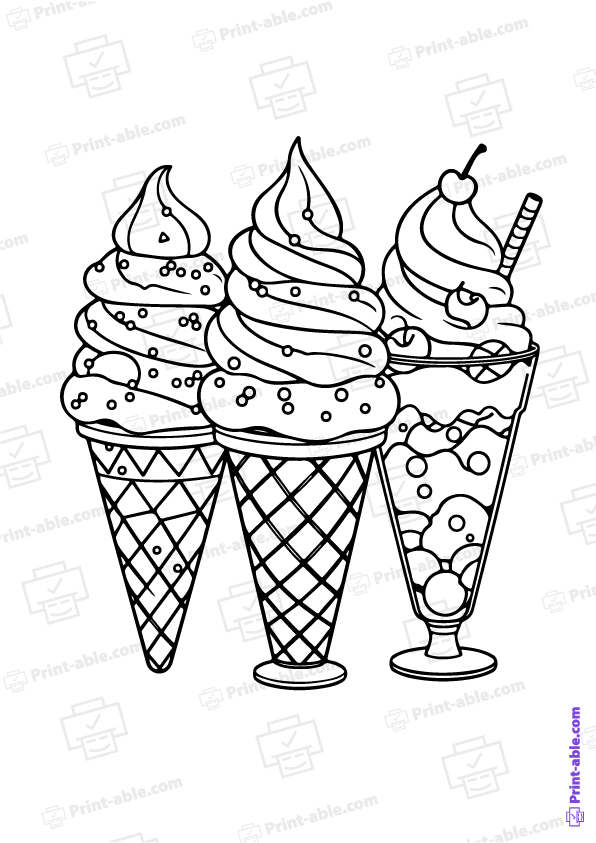 Ice Cream Coloring Page Free Download