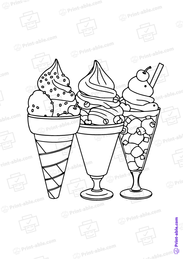 Ice Cream Coloring Page Free Download