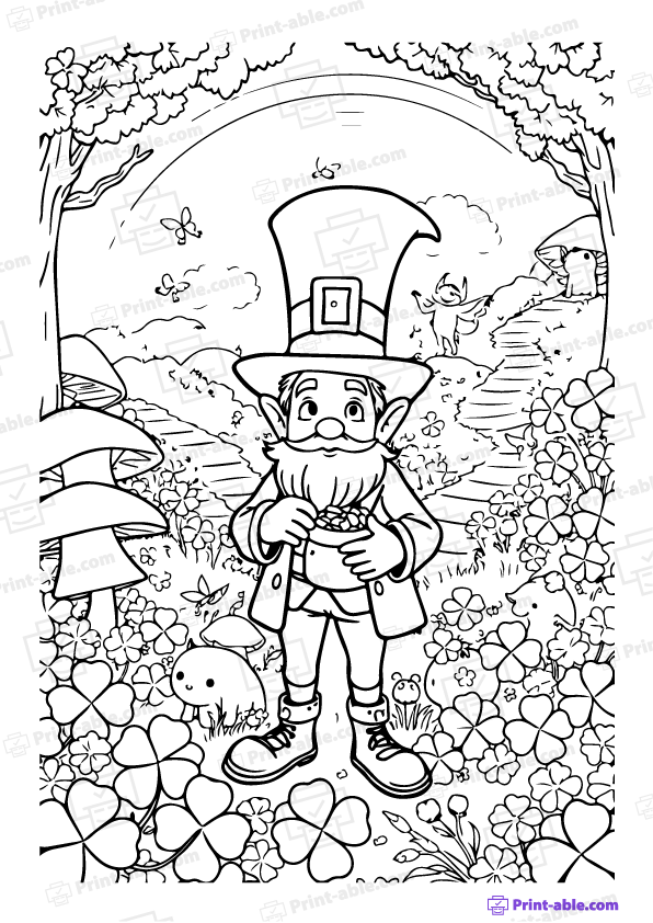 Leprechaun Coloring Page Free Download