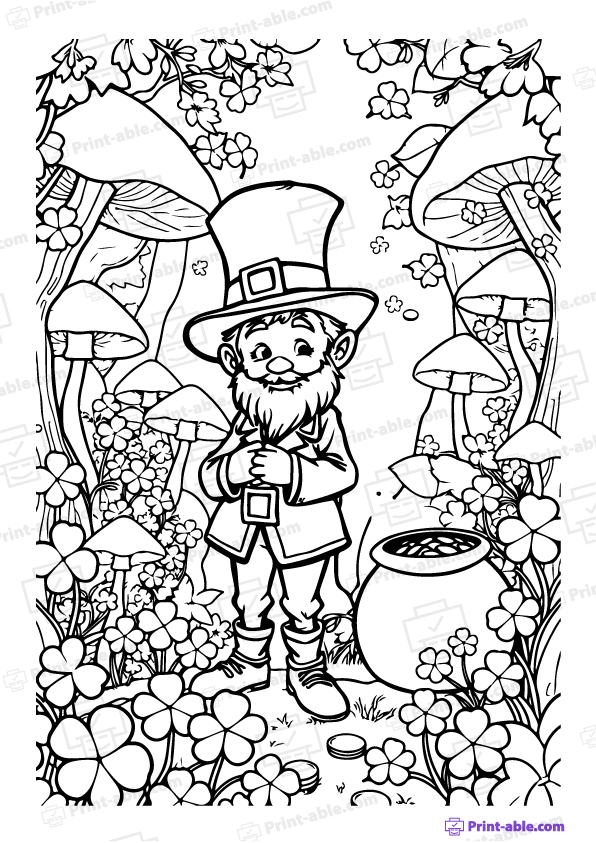 Leprechaun Coloring Page Free Download