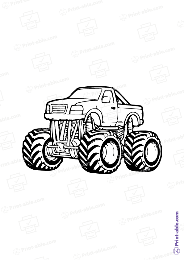 Monster Truck Coloring Page Free Download