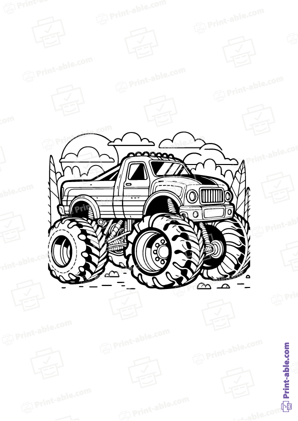 Monster Truck Coloring Page Free Download