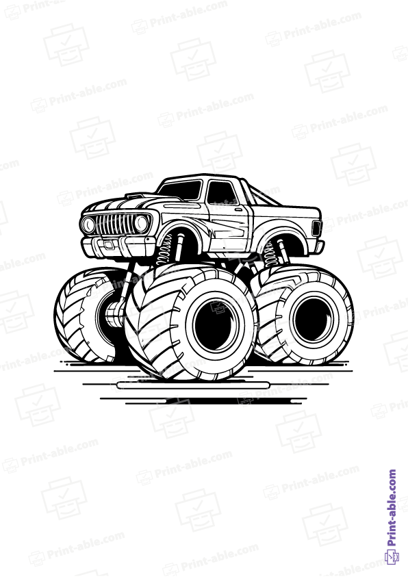 Monster Truck Coloring Page Free Download