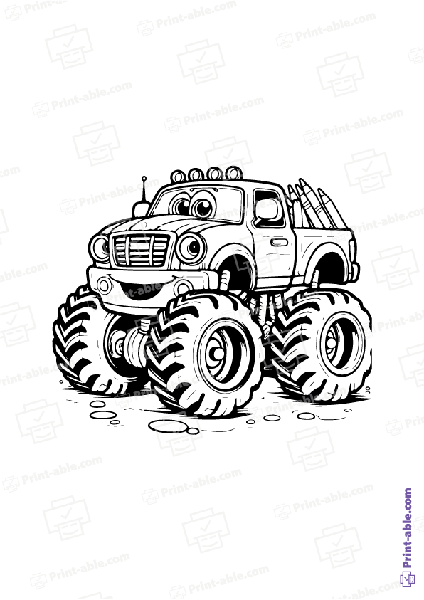 Monster Truck Coloring Page Free Download