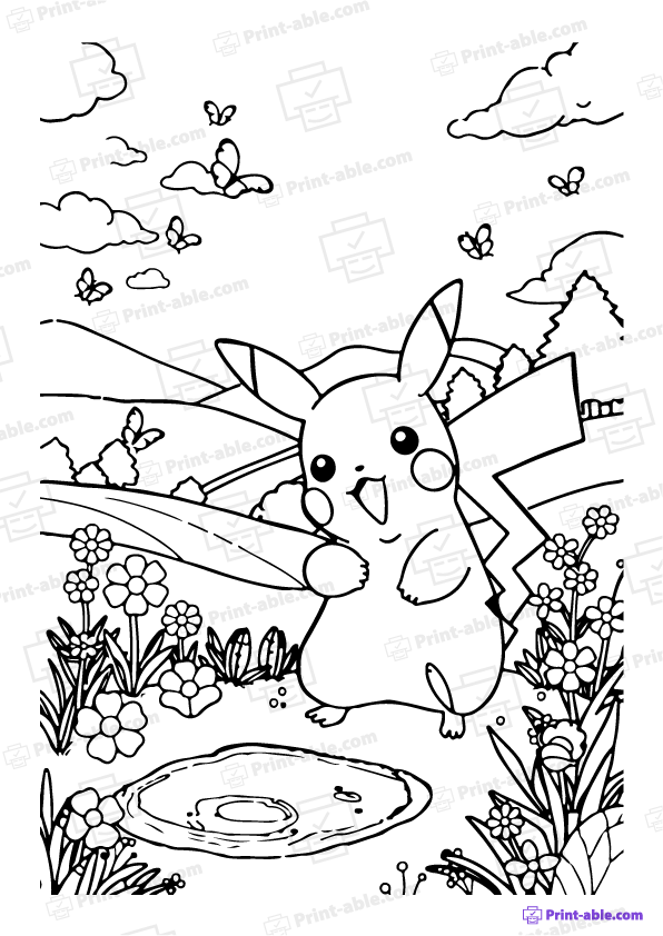 Pikachu Coloring Page Free Download