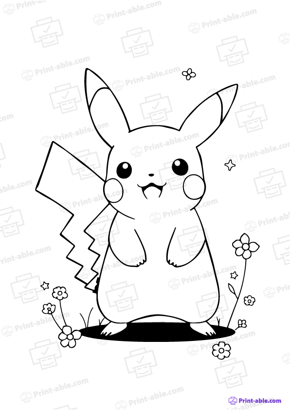 Pikachu Coloring Page Free Download