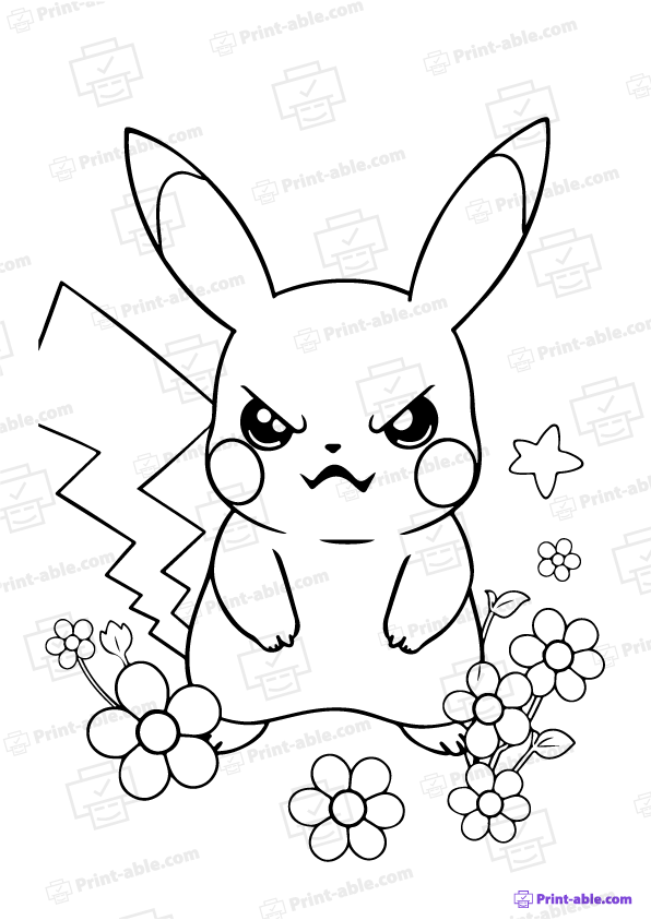 Pikachu Coloring Page Free Download