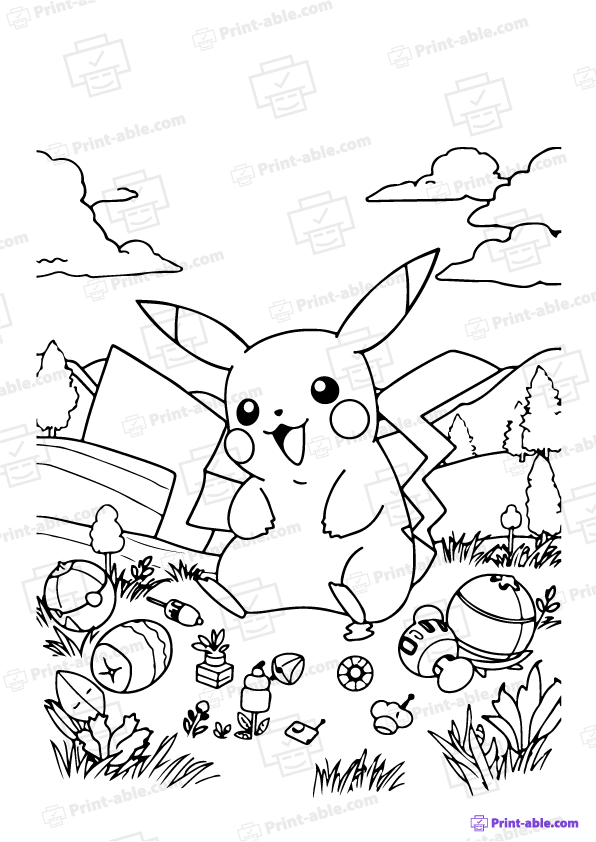 Pikachu Coloring Page Free Download