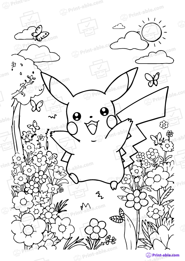 Pikachu Coloring Page Free Download