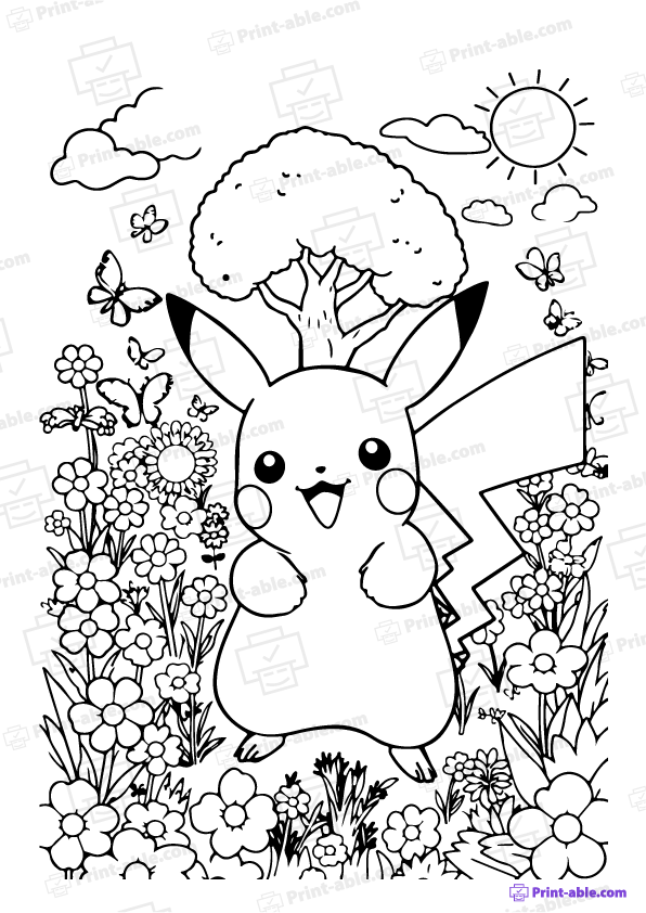 Pikachu Coloring Page Free Download