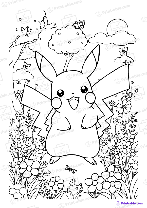 Pikachu Coloring Page Free Download