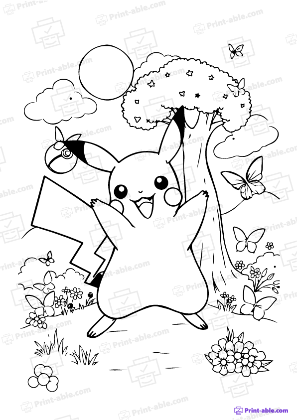 Pikachu Coloring Page Free Download