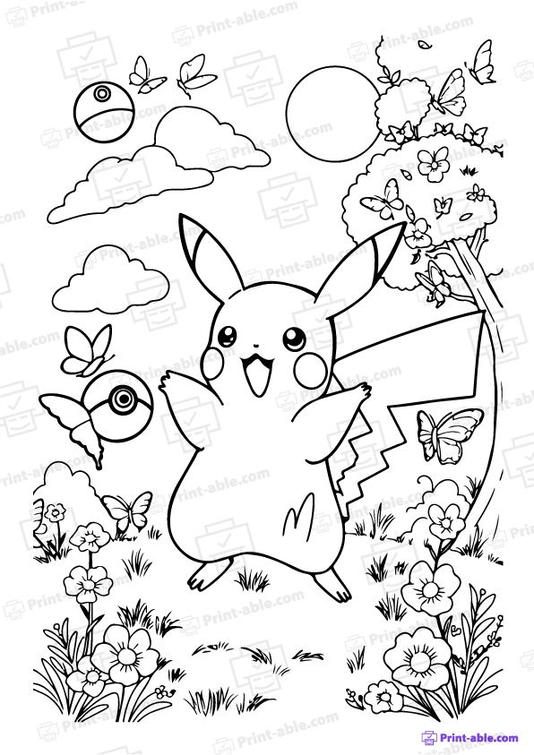 Pikachu Coloring Page Free Download