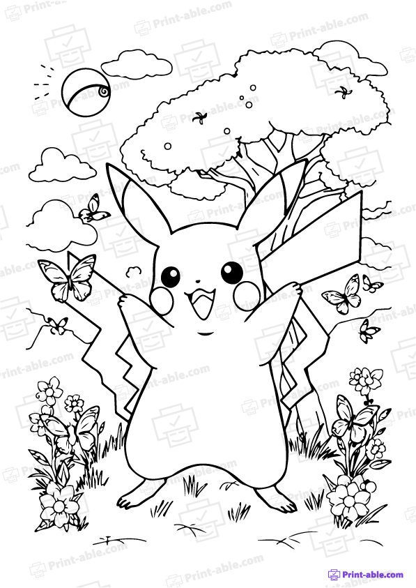 Pikachu Coloring Page Free Download