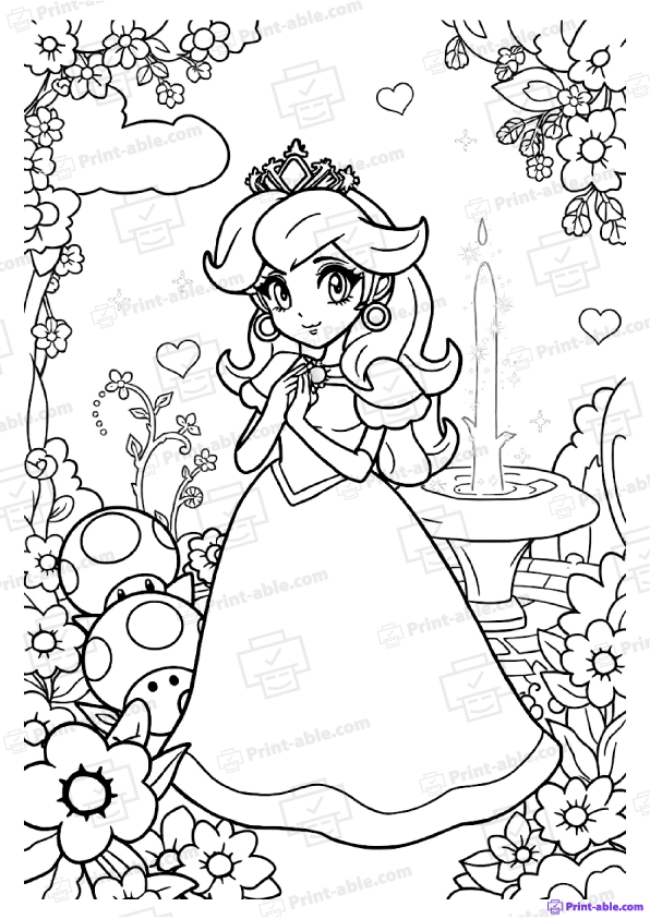 Princess Peach Coloring Pages Free Download