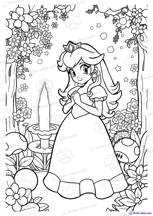 Princess Peach Coloring Pages Free Download