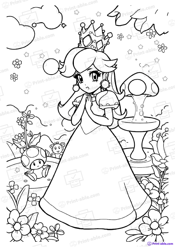 Princess Peach Coloring Pages Free Download