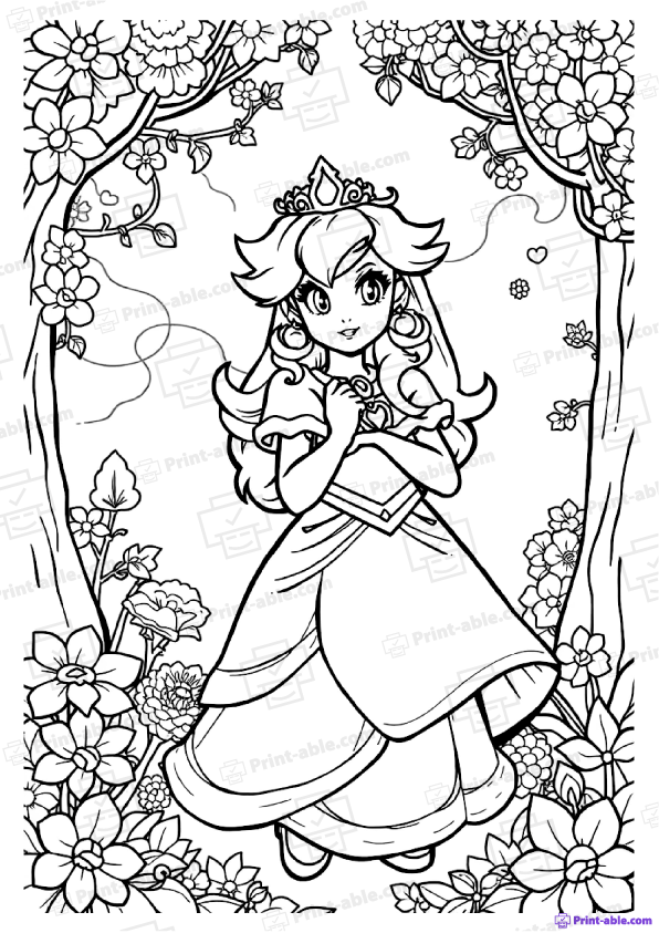 Princess Peach Coloring Pages Free Download