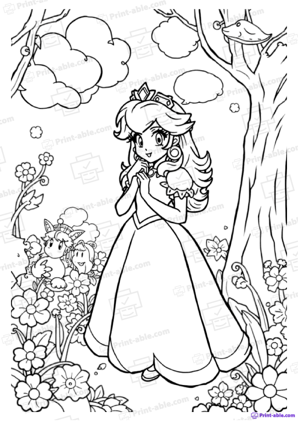 Princess Peach Coloring Pages Free Download