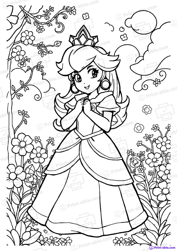 Princess Peach Coloring Pages Free Download