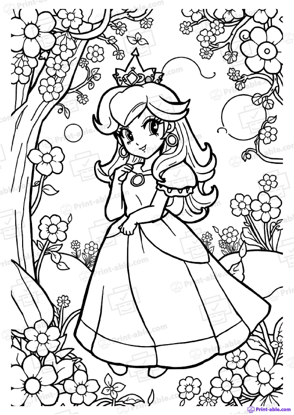 Princess Peach Coloring Pages Free Download