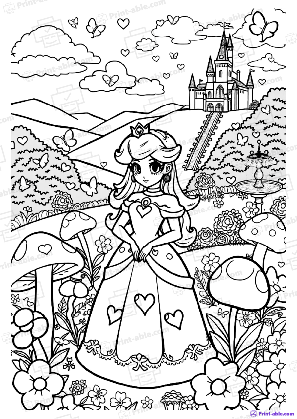 Princess Peach Coloring Pages Free Download