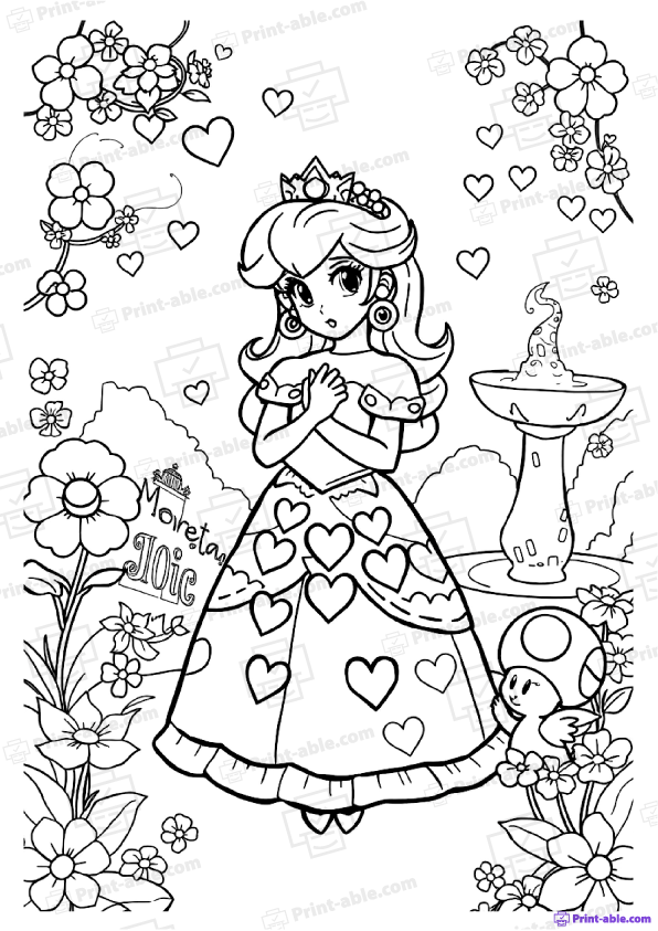 Princess Peach Coloring Pages Free Download