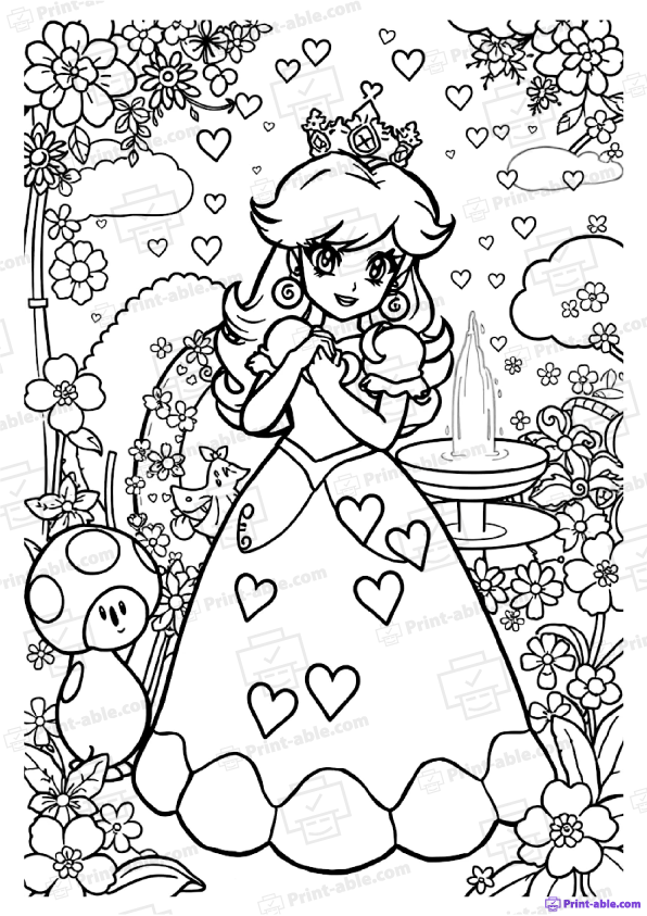 Princess Peach Coloring Pages Free Download