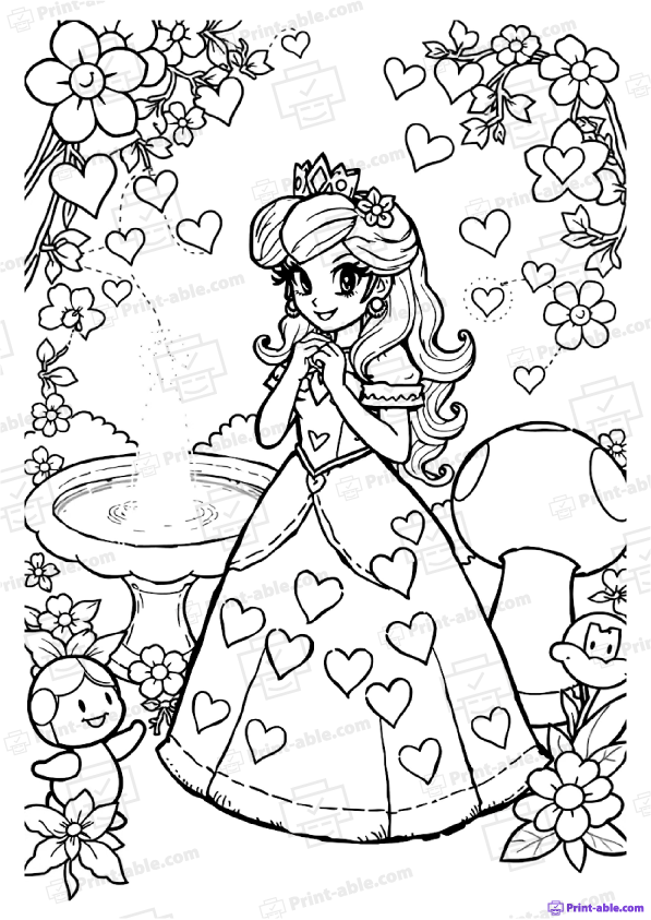 Princess Peach Coloring Pages Free Download