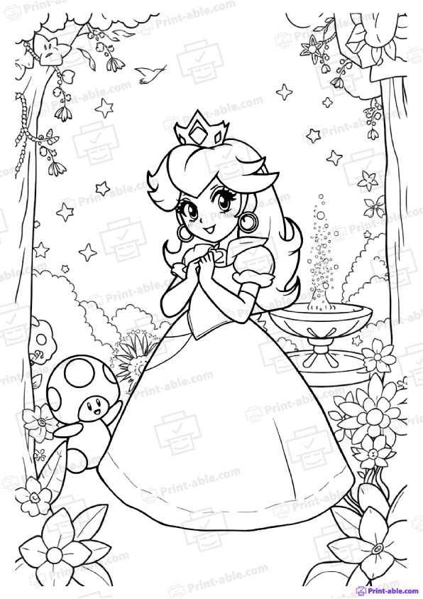 Princess Peach Coloring Pages Free Download