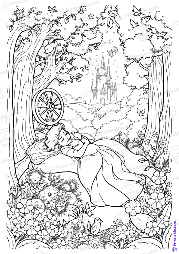 Sleeping Beauty Coloring Page Free Download