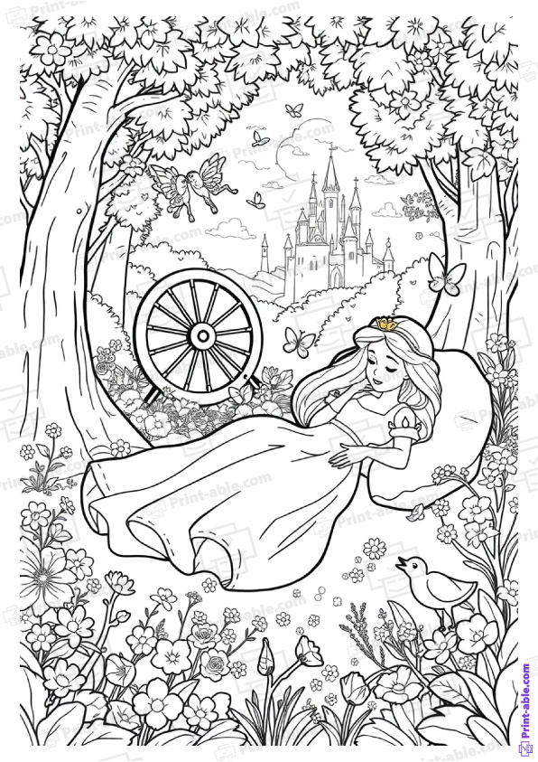 Sleeping Beauty Coloring Page Free Download