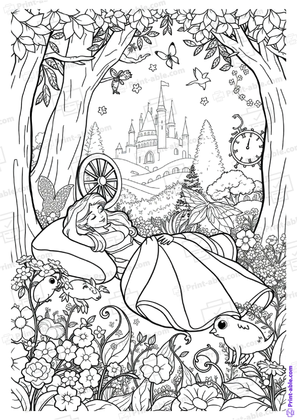 Sleeping Beauty Coloring Page Free Download