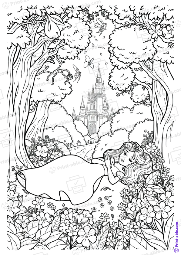 Sleeping Beauty Coloring Page Free Download