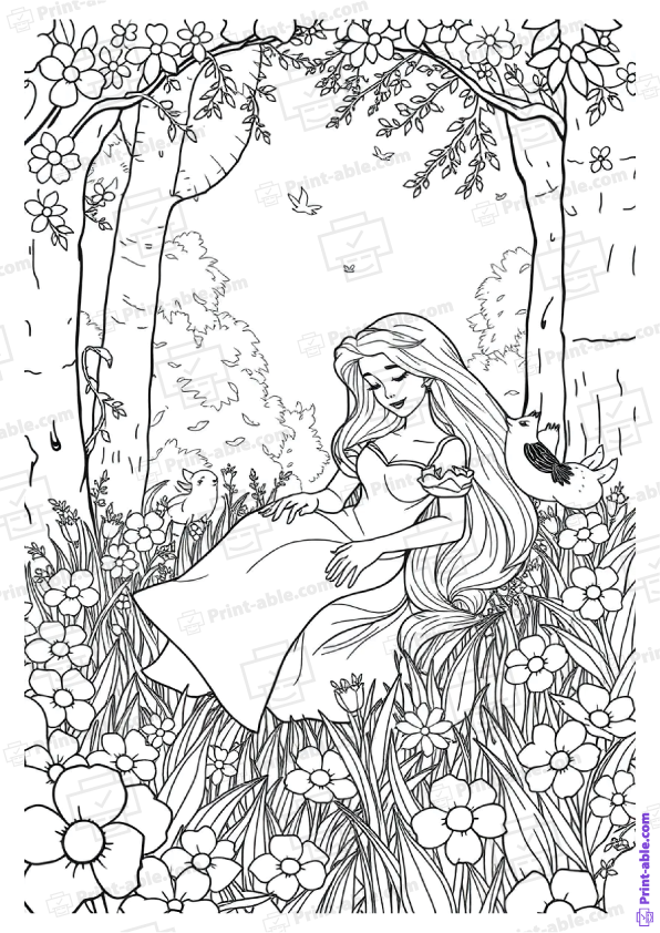 Sleeping Beauty Coloring Page Free Download