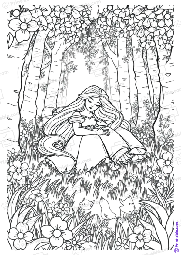 Sleeping Beauty Coloring Page Free Download